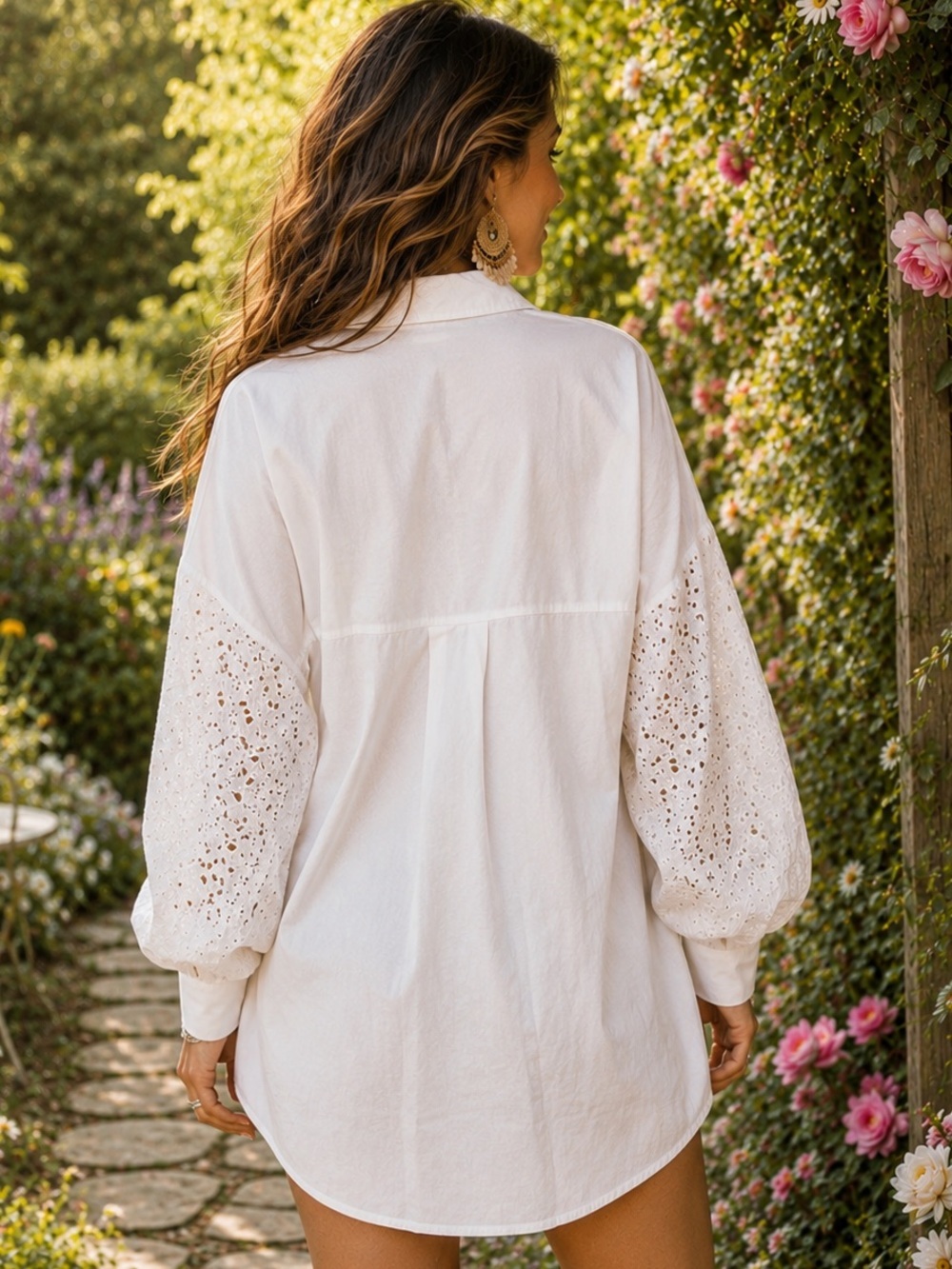 🌟Ollie + Halli M White Button Down Blouse OH001 - Picture 2 of 4